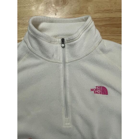The North Face Women’s L-XL White Fleece Quarter Zip Pullover Pink Ribbon - Picture 7 of 15